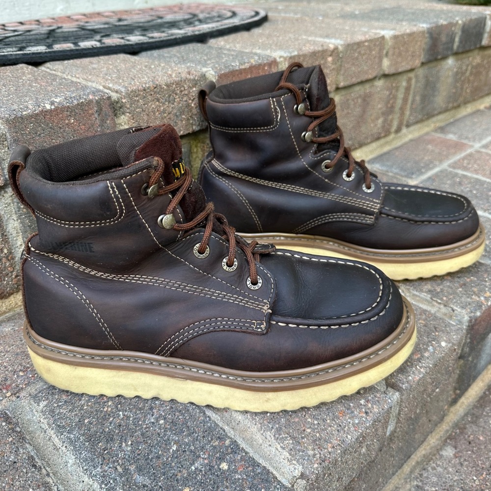 Wolverine Loader Work Boots Mens 9.5 Brown Leather Wedge Sole W10744